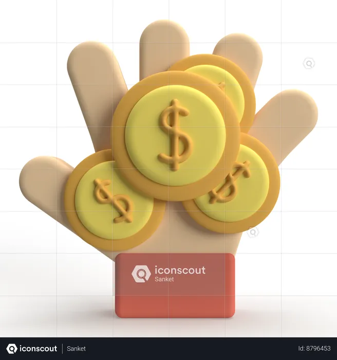 Hand Coin  3D Icon