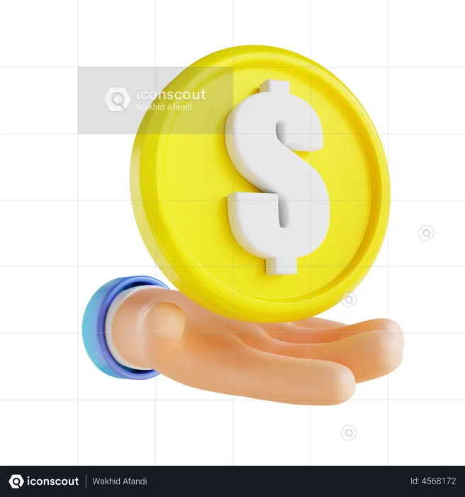 Hand Coin  3D Illustration