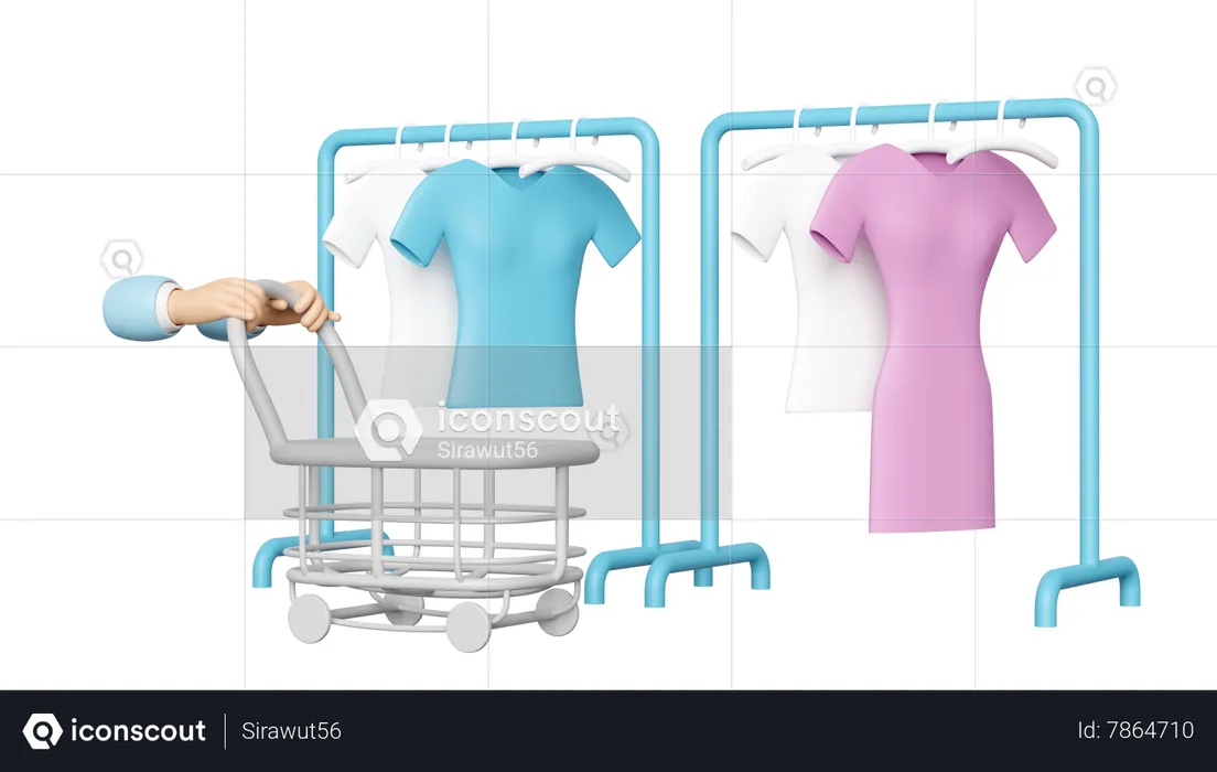 Hand Doing Clothes Shopping  3D Icon