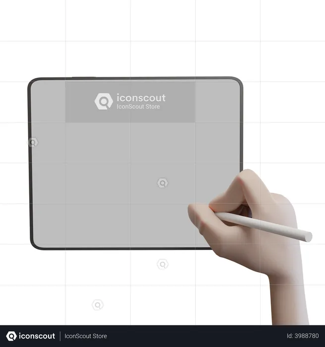 Hand doing design in ipad  3D Icon