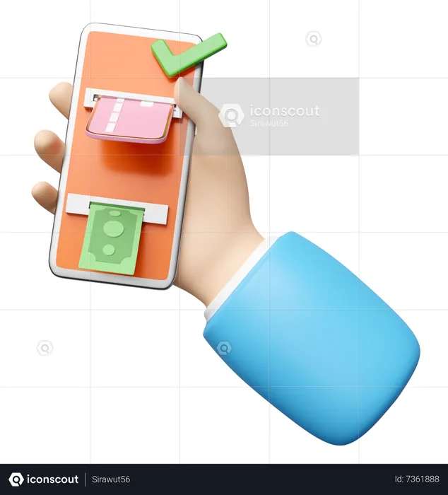 Hand Doing Online Card Payment  3D Icon