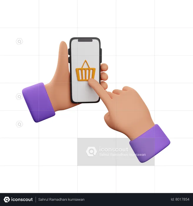 Hand Doing Online Shopping  3D Icon