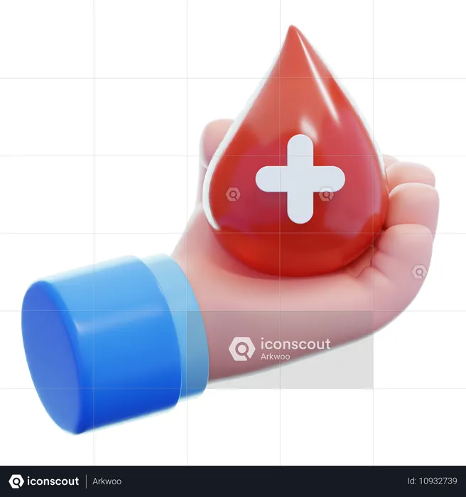 Hand Drop Blood  3D Icon