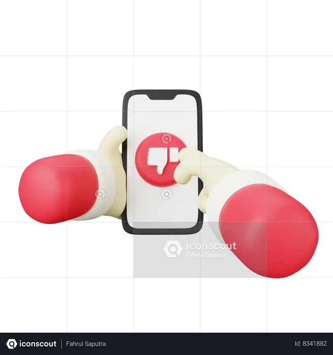Hand Gesture Clicking Dislike Button  3D Icon