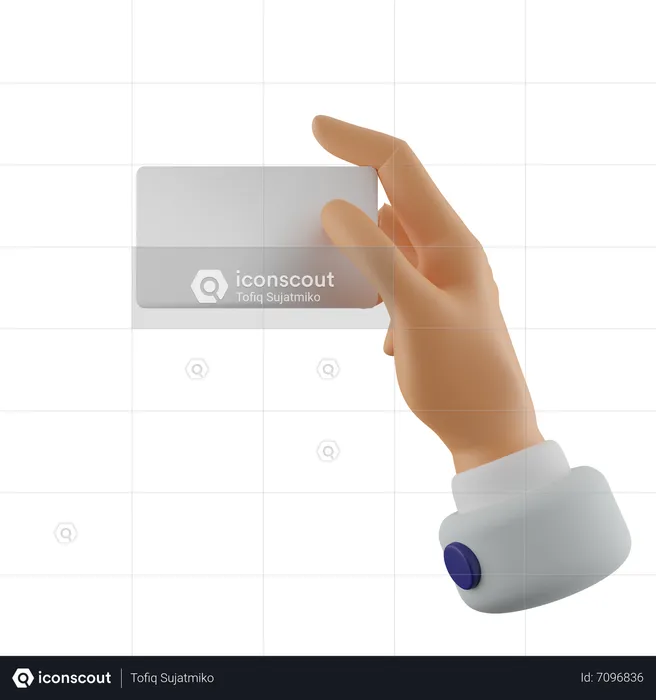Hand Gesture Holding Blank Name Card  3D Icon