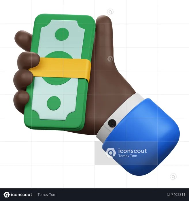Hand Gesture Holding Dollar Bills  3D Icon