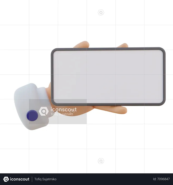 Hand Gesture Holding Phone Landcape  3D Icon