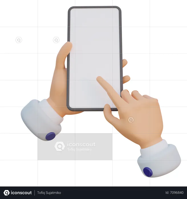 Hand Gesture Holding Phone Vertical  3D Icon