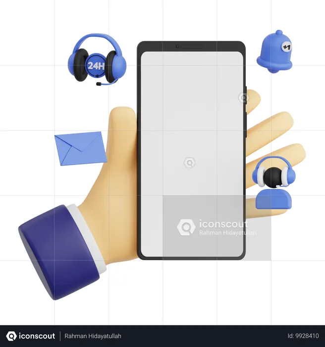 Hand Gesture Holding Smartphone With Customer Service  3D Icon