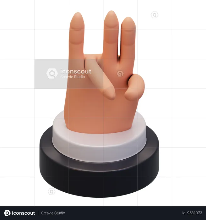 Hand Gesture Numb 7  3D Icon