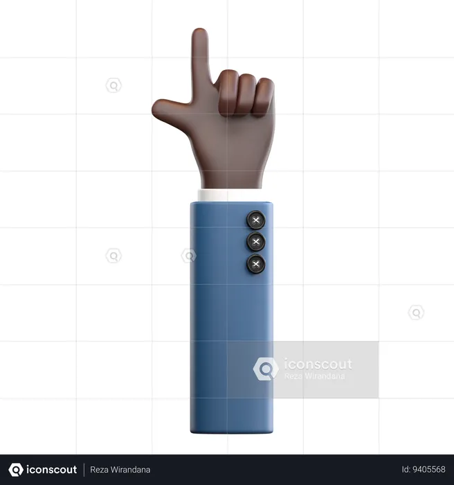 Hand Gesture Pointing Up  3D Icon