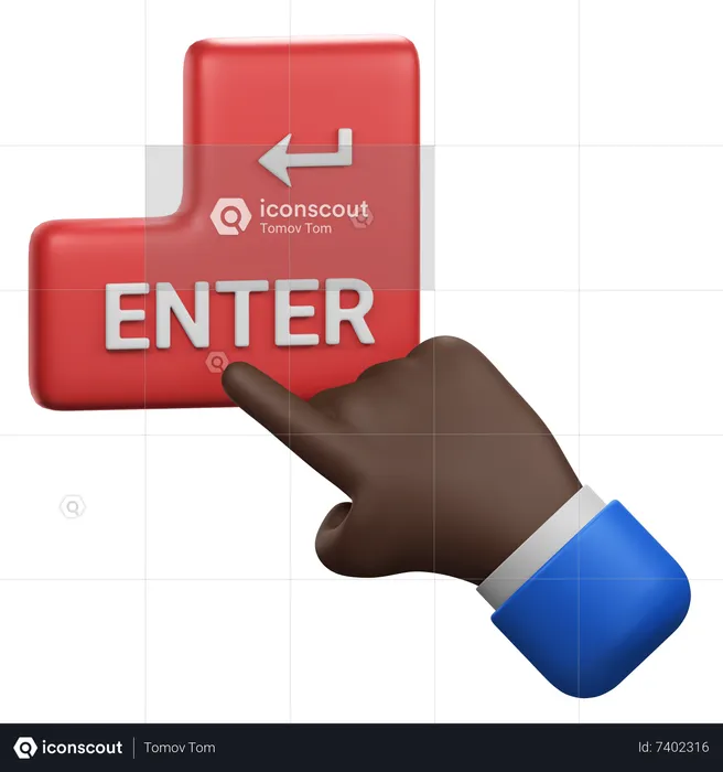 Hand Gesture Pressing Enter Key  3D Icon