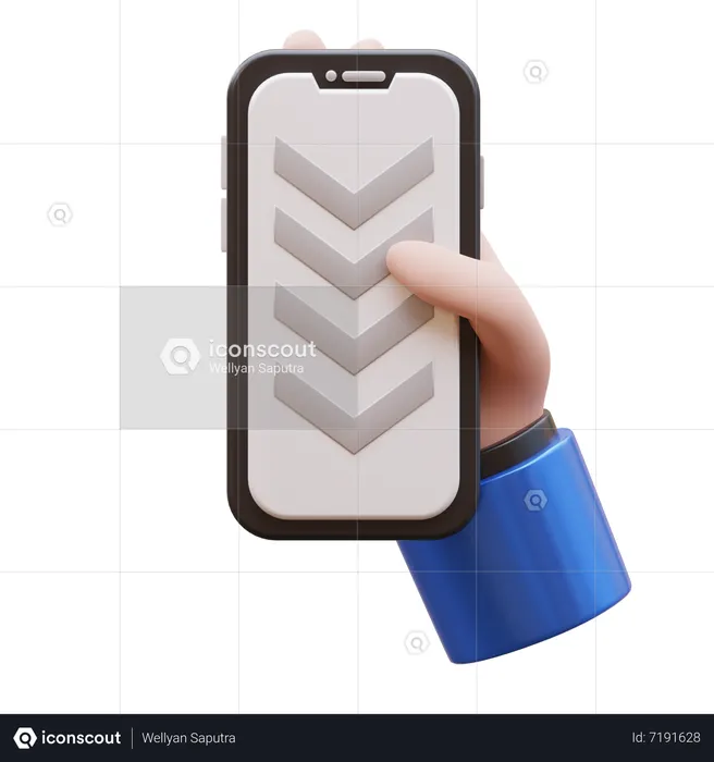 Hand Gesture Scrolling Down  3D Icon