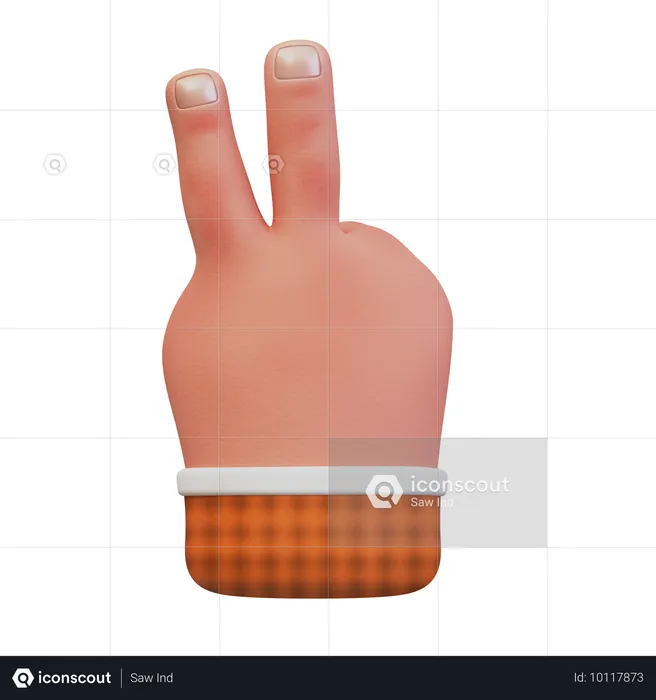 숫자 2를 나타내는 손짓  3D Icon