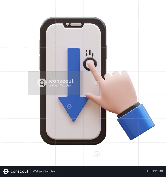 Hand Gesture Swipe Down  3D Icon