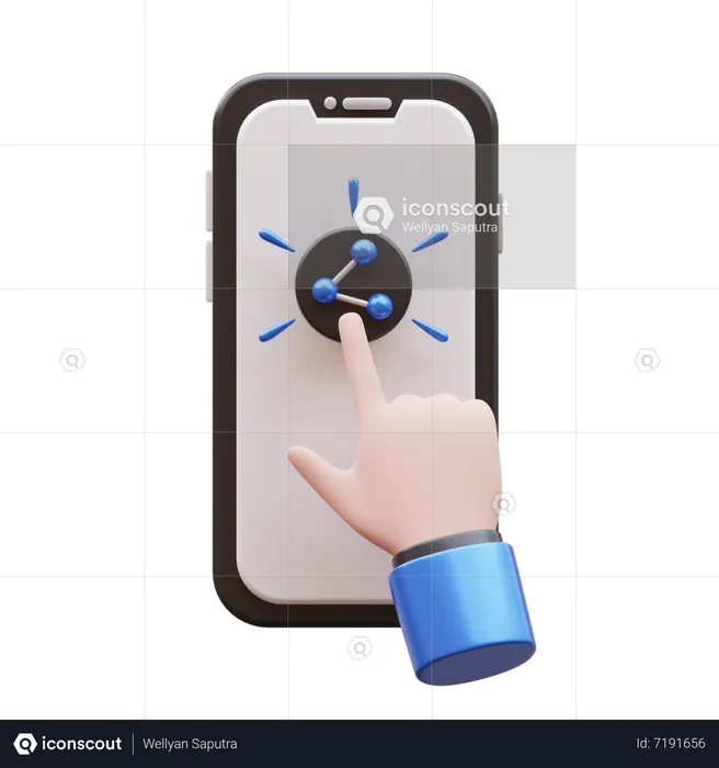 Hand Gesture Tap Share Button  3D Icon