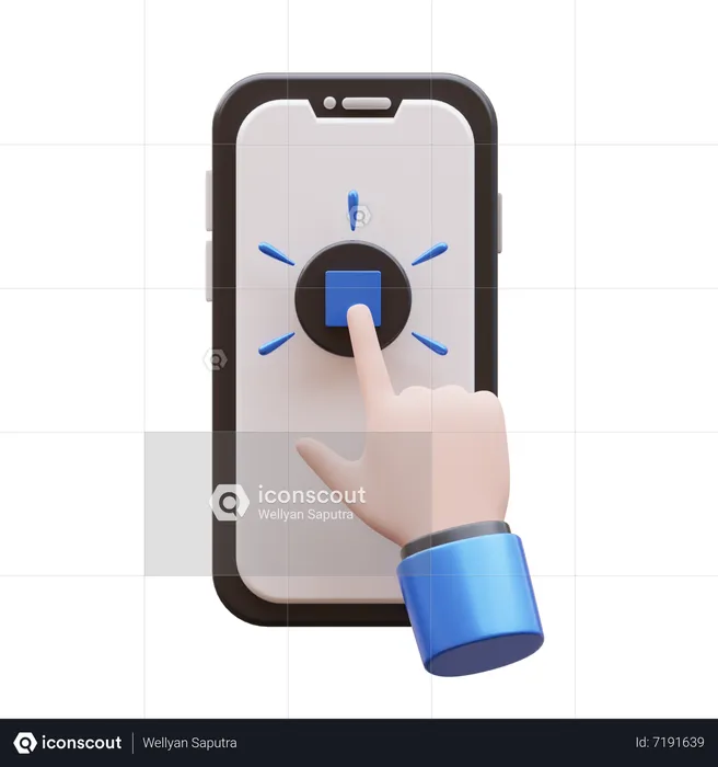 Hand Gesture Tap Stop Button  3D Icon