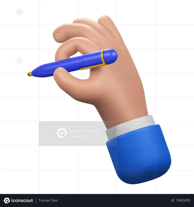 Hand Gesture with Ballpoint Pen  3D Icon