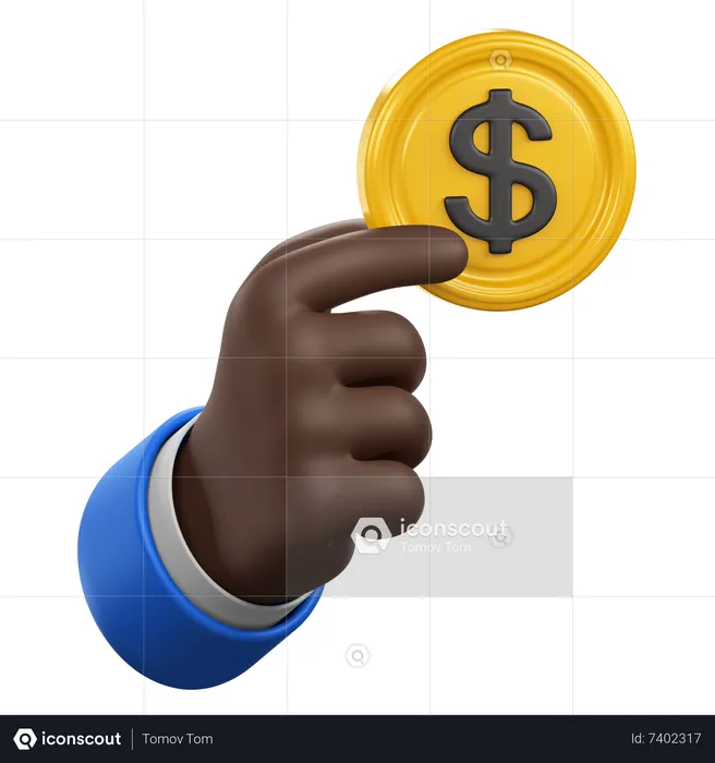 Hand Gesture with Dollar Coin  3D Icon