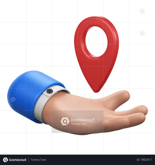 Hand Gesture with Location Pin  3D Icon