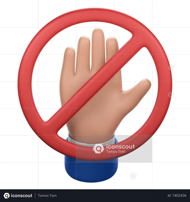 Hand Gesture with Stop Sign  3D Icon