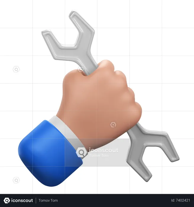 Hand Gesture with Wrench  3D Icon