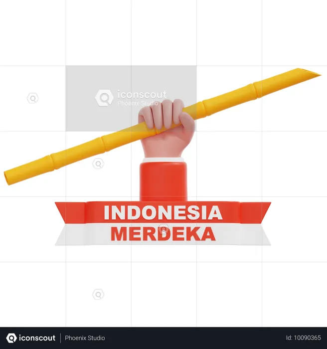 Hand hält Bambus Indonesische Unabhängigkeit  3D Icon