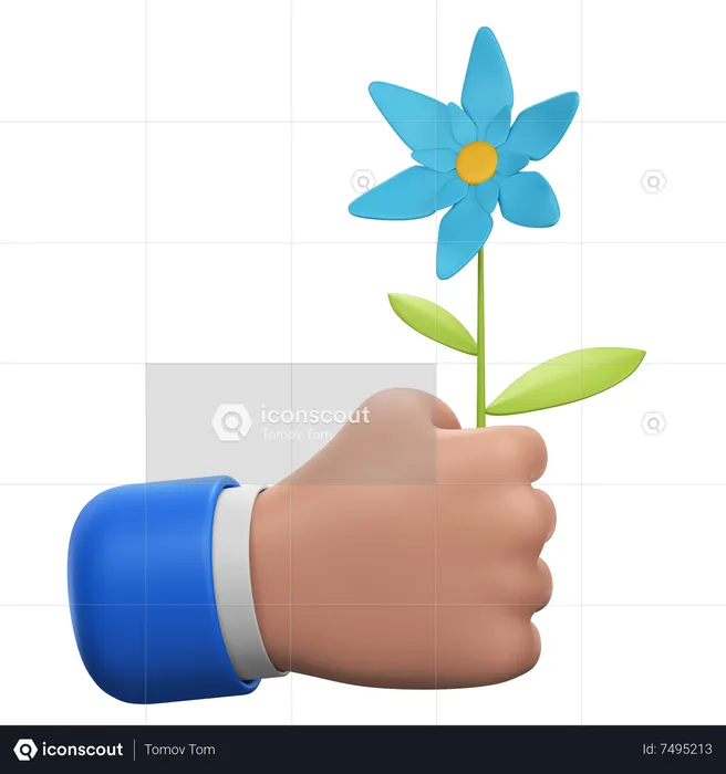 Hand hält Blume  3D Icon