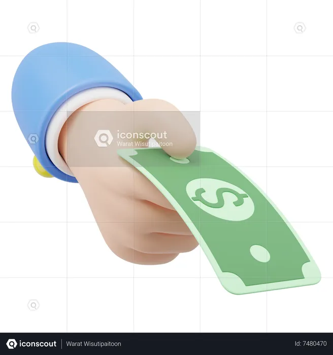 Hand hält Dollarnote  3D Icon