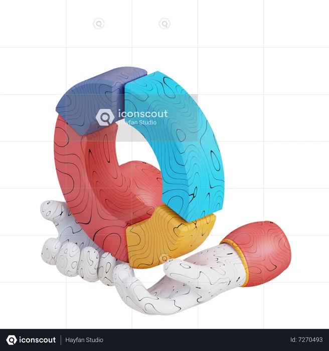 Hand hält Donut-Diagramm  3D Icon