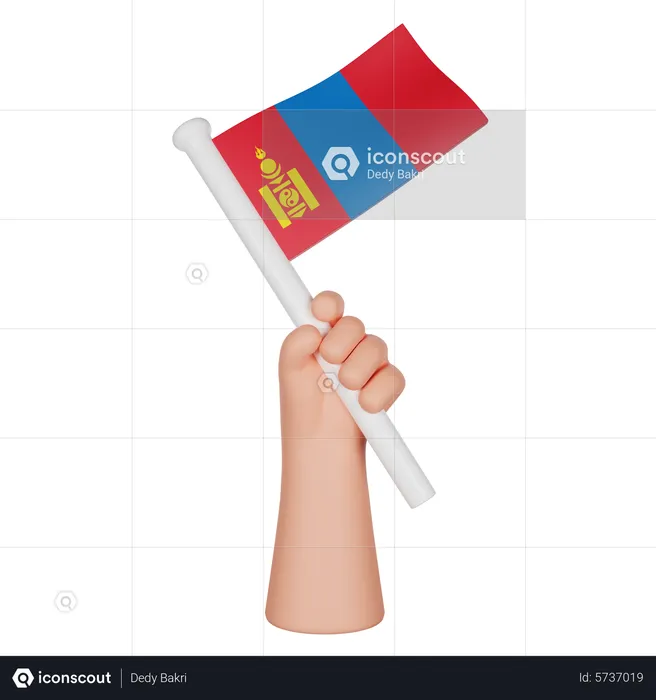 Hand hält eine Flagge der Mongolei Flag 3D Icon