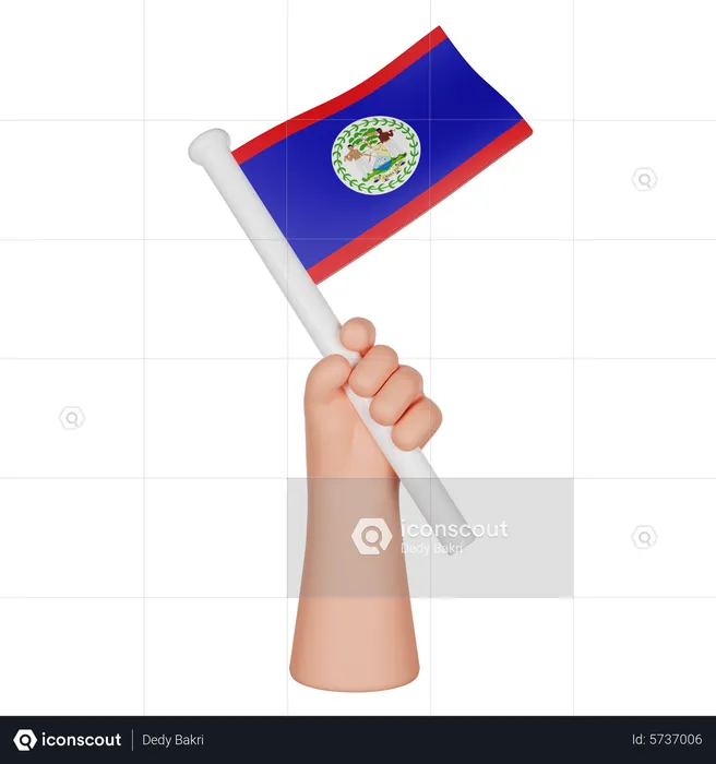 Hand hält eine Flagge von Belize Flag 3D Icon