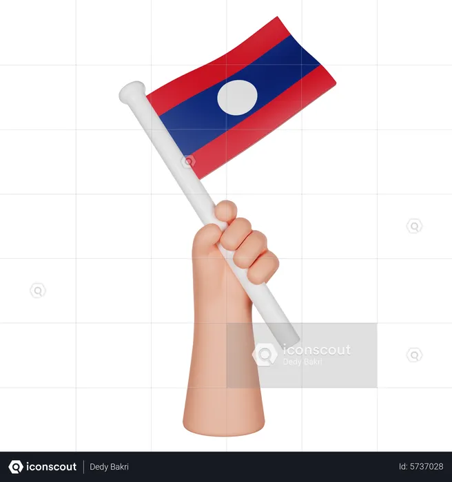 Hand hält eine Flagge von Laos Flag 3D Icon