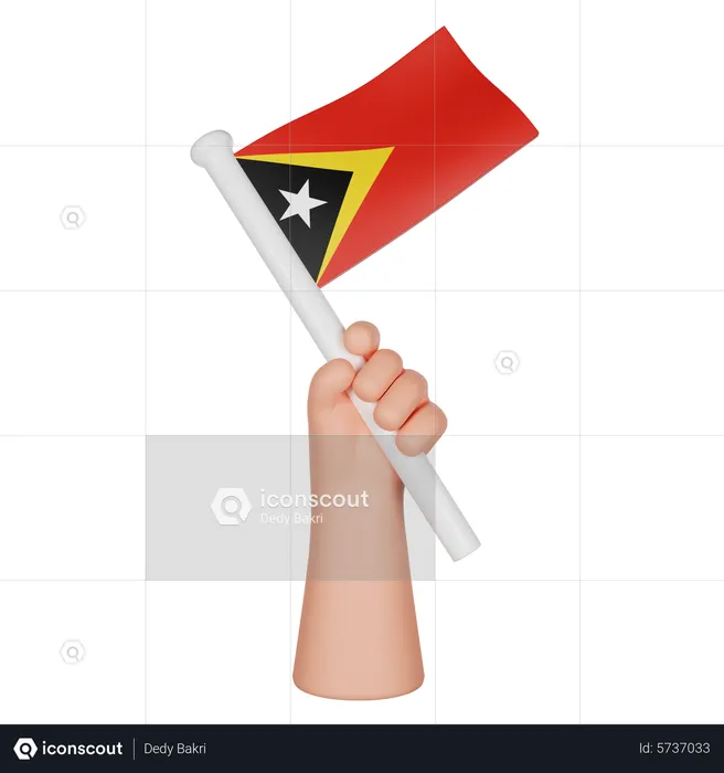 Hand hält eine Flagge von Osttimor Flag 3D Icon