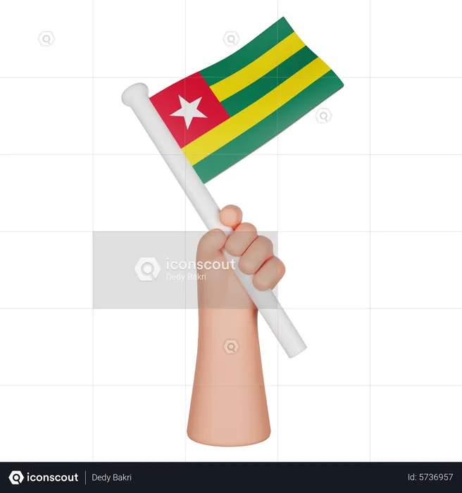 Hand hält eine Flagge von Togo Flag 3D Icon