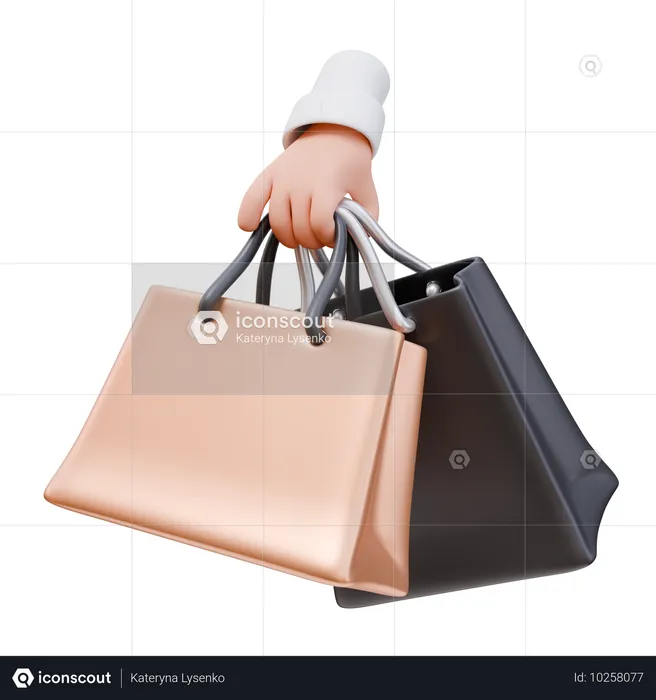 Hand hält Einkaufstasche  3D Icon