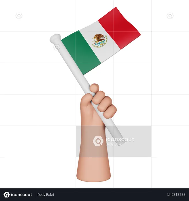 Hand hält Flagge von Mexiko Flag 3D Icon