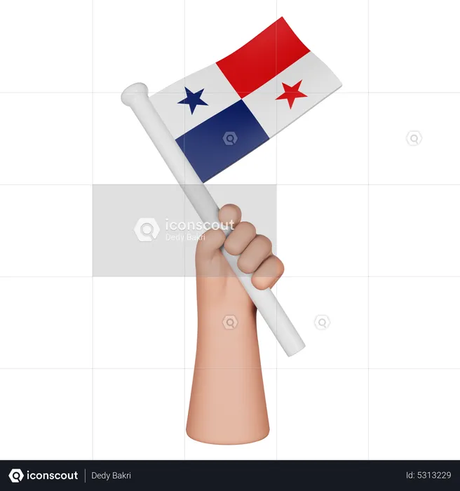 Hand hält Flagge von Panama Flag 3D Icon