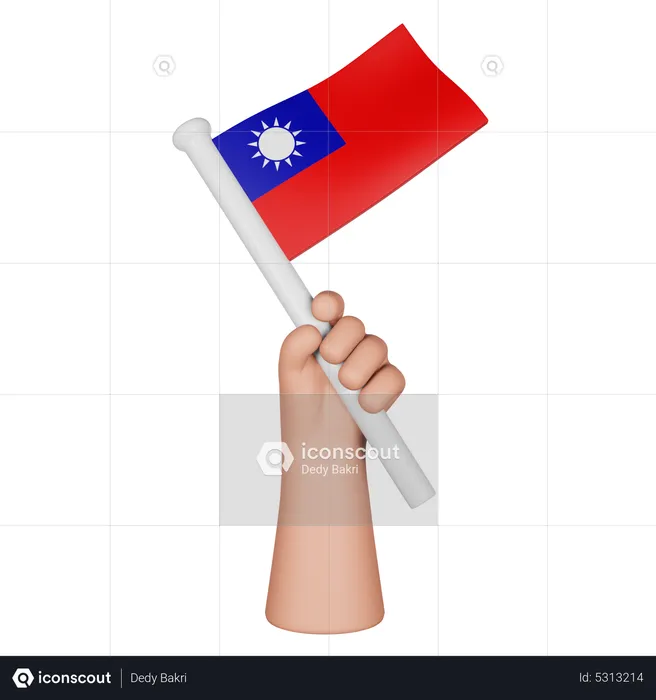 Hand hält Flagge von Taiwan Flag 3D Icon