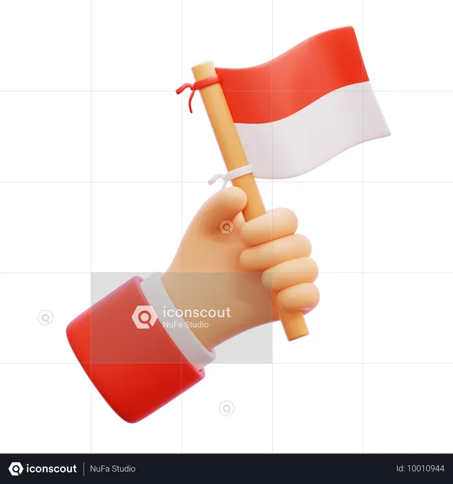 Hand hält indonesische Flagge  3D Icon