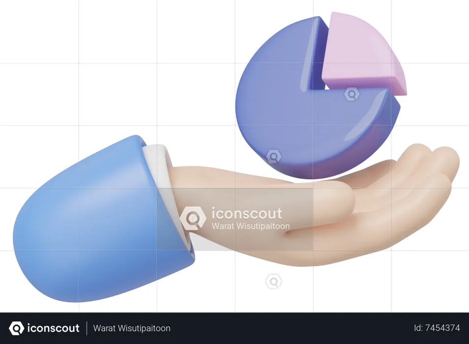 Hand hält Kreisdiagramm  3D Icon