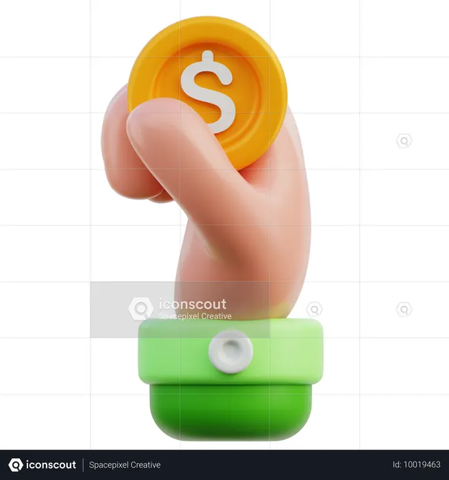 Hand hält Münze  3D Icon