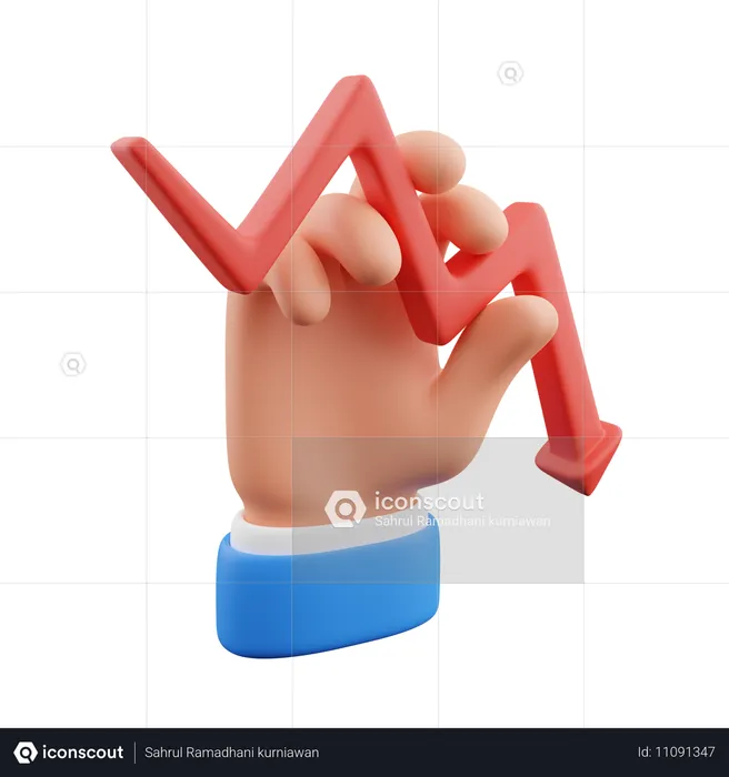 Hand hält Pfeil nach unten  3D Icon