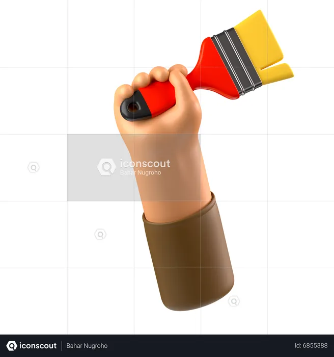 Hand hält Pinsel  3D Icon