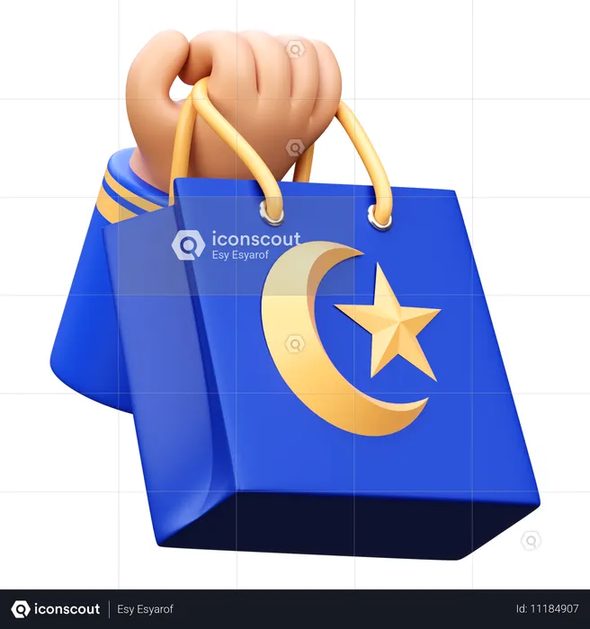 Hand hält Ramadan-Tasche  3D Icon