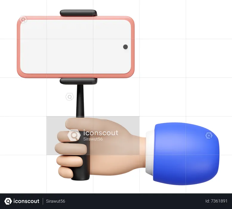 Hand hält Selfie-Stick  3D Icon