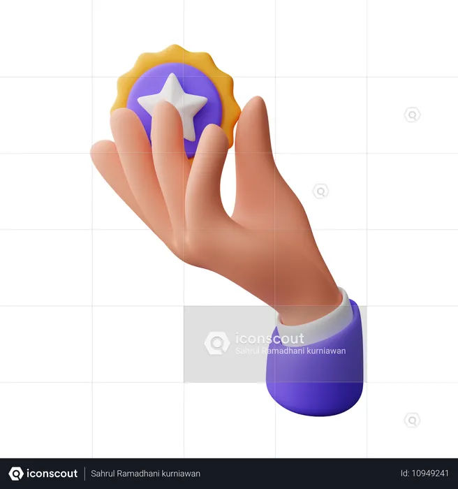 Hand hält Sternabzeichen  3D Icon