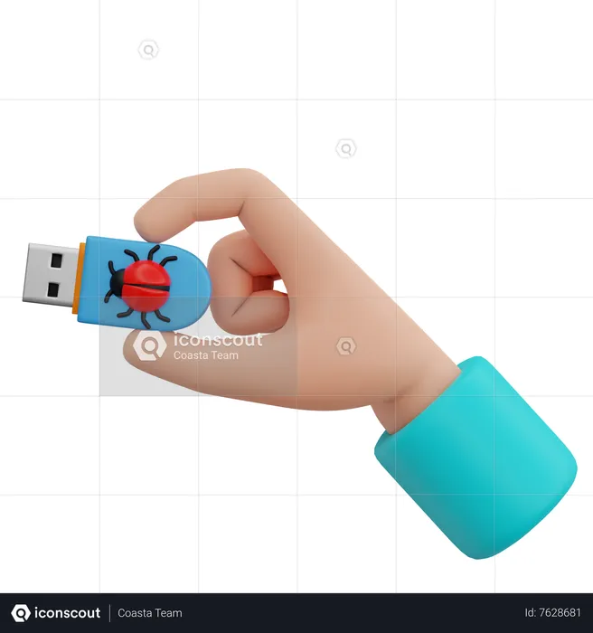 Hand hält USB-Virus  3D Icon