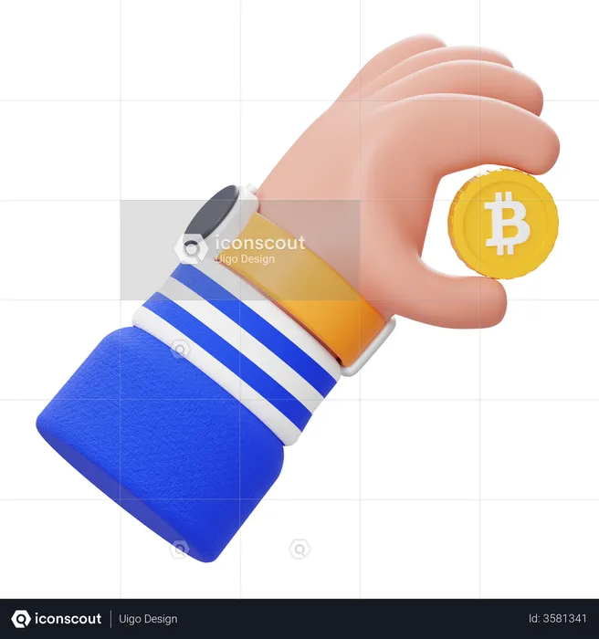 Hand Hold Bitcoin  3D Illustration
