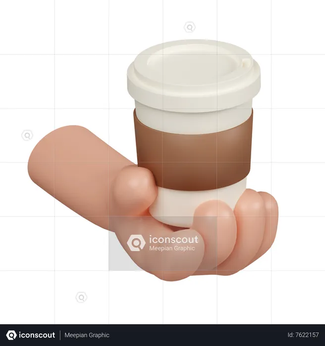 Hand Hold Coffee Cup Emoji 3D Icon